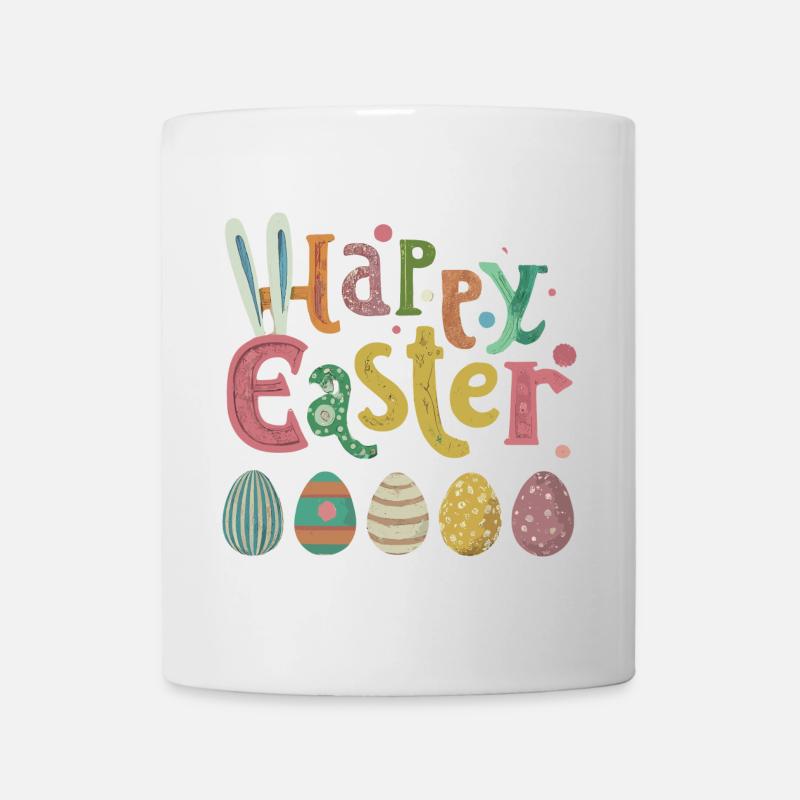 Oeuf de Pâques coloré avec des détails joyeux - Mug blanc - blanc