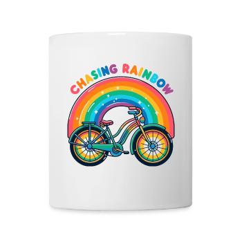 Conception de vélo Chasing Rainbow - Mug blanc - blanc - Devant
