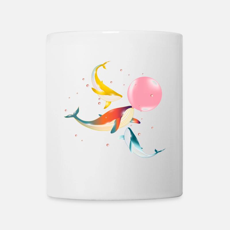 trois baleines scintillantes colorées avec du chewing-gum - Mug blanc - blanc