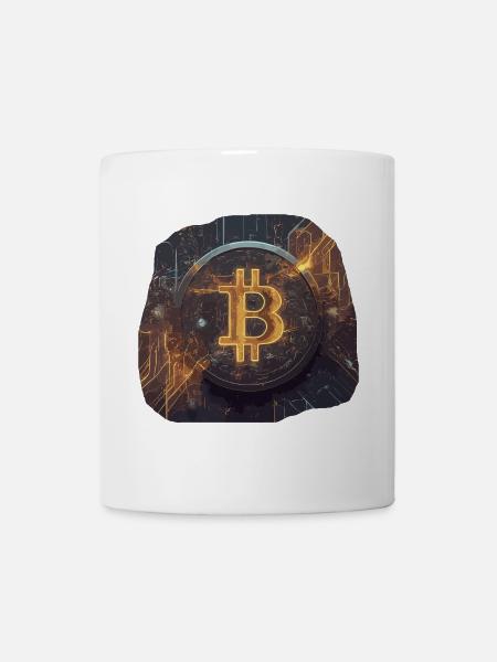 Futuristische Bitcoin-Ästhetik mit Neon-Effekten - Tasse - Weiß