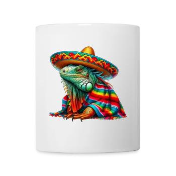 Mexican Iguana with Poncho and Sombrero Mexico - Mug - white - Front