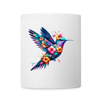 Colibri décoré de fleurs - Mug blanc - blanc - Devant