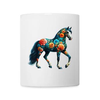 Cheval décoré de fleurs - Mug blanc - blanc - Devant