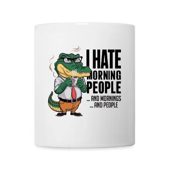 Erst Kaffee grantiges Krokodil mit Kaffeetasse - Tasse - Weiß - Vorne