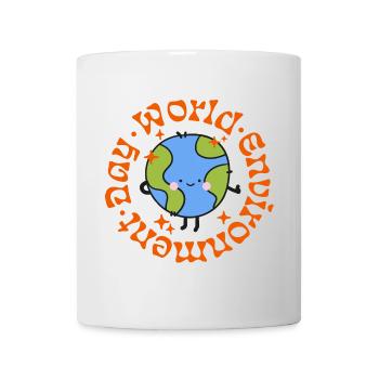 World 🌍 Environment Day - World Love Cartoon Motif - Mug - white - Front