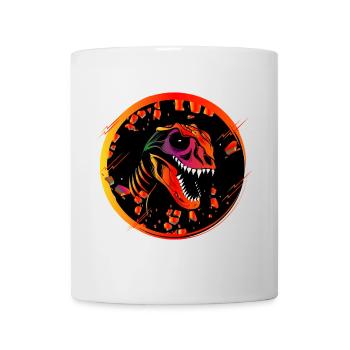 Colorful Dinosaur Skull Tyrannosaurus Rex Head - Mug - white - Front
