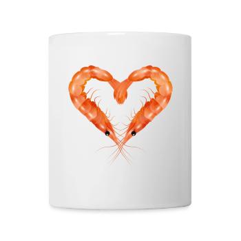 two prawns or shrimps designed in heart shape - Mug - white - Front