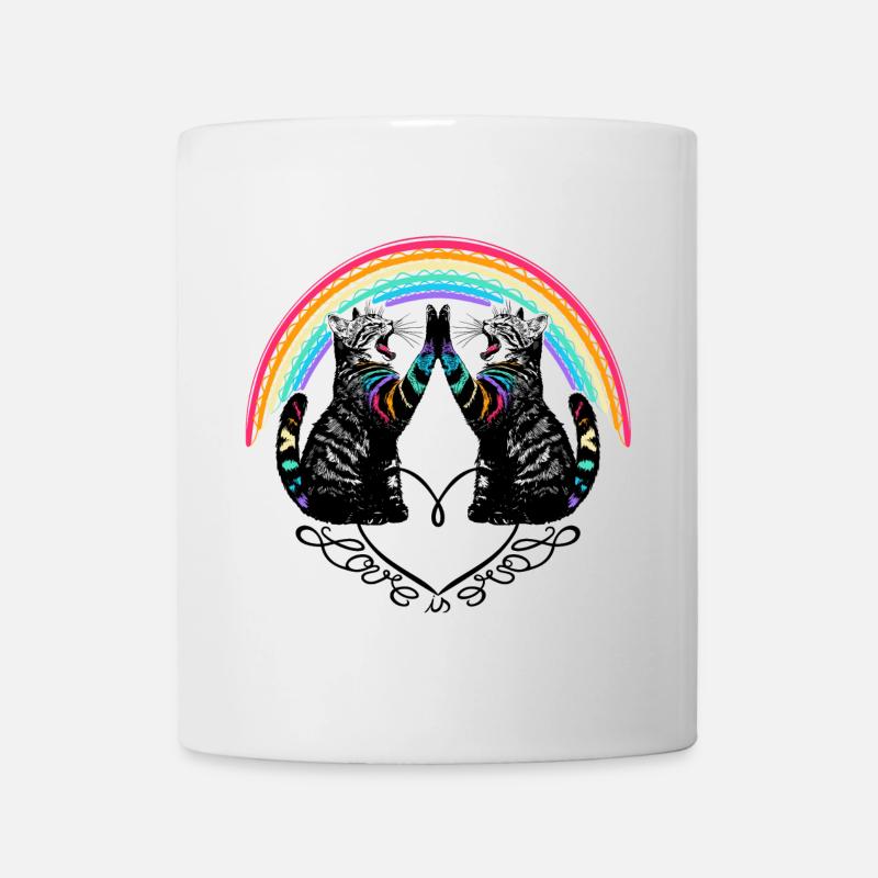 Katzen Regenbogen Love is Love Reflection - Tasse - Weiß