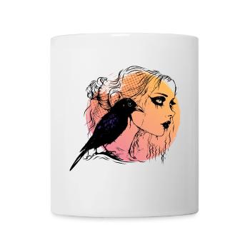 Girl gothic black raven melancholy Women's Day - Mug - white - Front