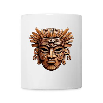 Sculpté orné aztèque, maya, masque inca - Mug blanc - blanc - Devant