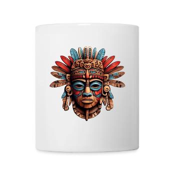 Ornate Carved Aztec, Mayan, Inca Mask - Mug - white - Front