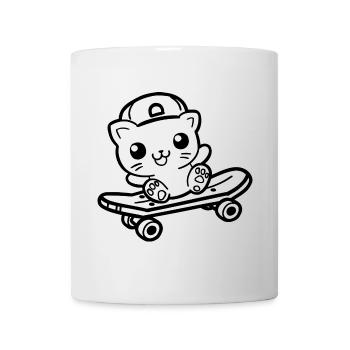 Skateboard Cat Cartoon Look - Mug - white - Front