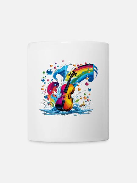 Fantastische Geige in leuchtenden Farben - Tasse - Weiß