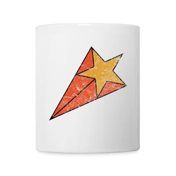 Rot & Gelb Grunge Style Retro Sternschnuppe - Tasse - Weiß - Vorne