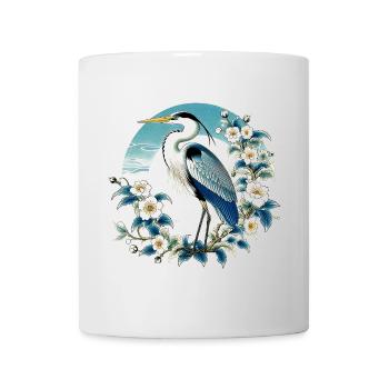 Héron blanc gris Japon Japon - Mug blanc - blanc - Devant