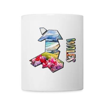 Carte à l’aquarelle Pays de Galles - Mug blanc - blanc - Devant