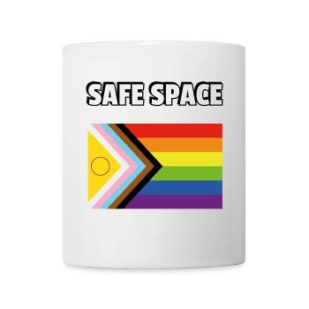 SAFE SPACE Inklusive Pride-Fortschrittsflagge - Tasse - Weiß - Vorne