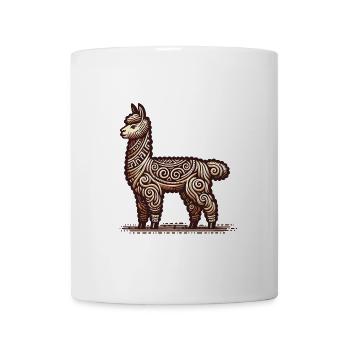 Lama mit Andenornament - Tasse - Weiß - Vorne