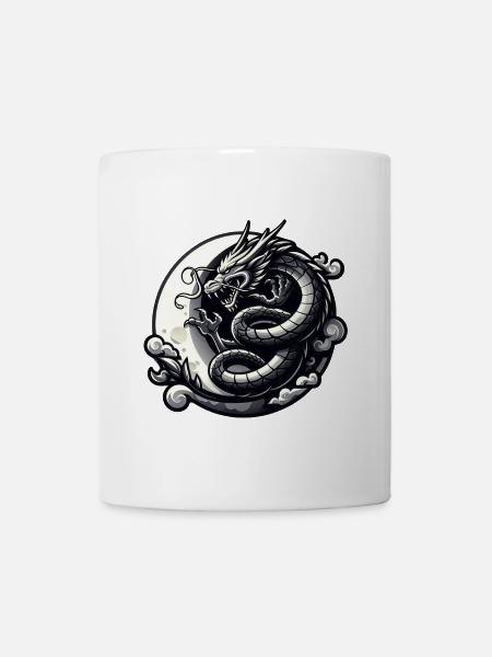 Mystische Drachen-Silhouette - Tasse - Weiß