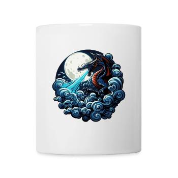 Mystischer Drache, der Wasser im Mondlicht spuckt - Tasse - Weiß - Vorne