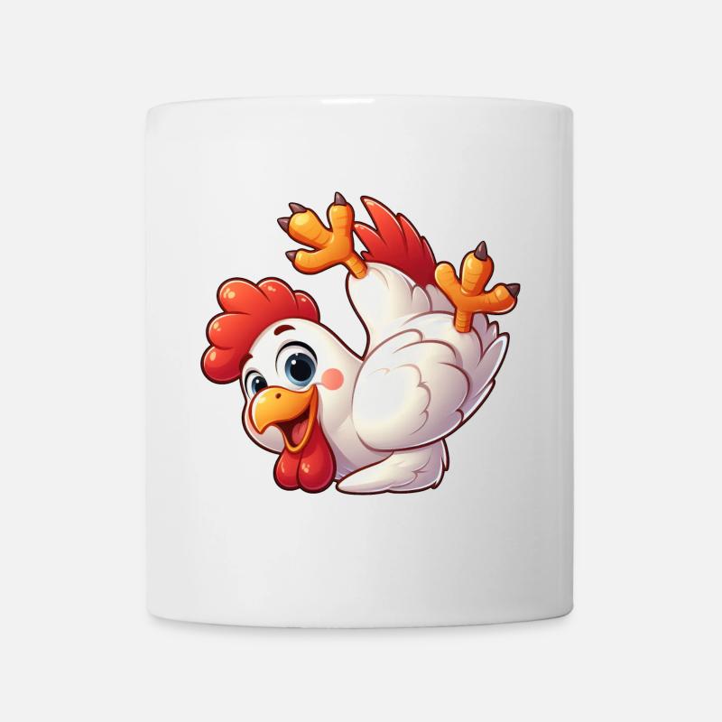 Poule Poule Coq Équilibre Sur La Tête Acrobatiques - Mug blanc - blanc