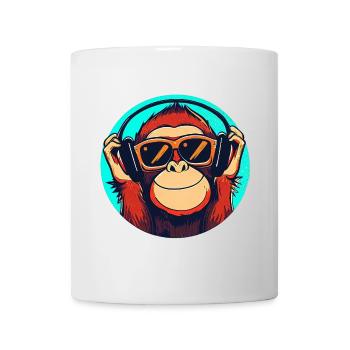 Affe mit Sonnenbrille und Kopfhörern - Tasse - Weiß - Vorne