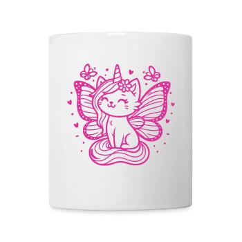 Chat licorne ailé (rose) - Mug blanc - blanc - Devant