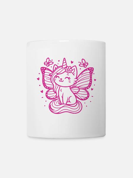 Winged Unicorn Cat (pink) - Mug - white