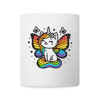 Chat licorne ailé (coloré) - Mug blanc - blanc - Devant