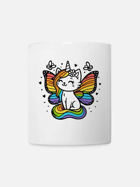 Winged Unicorn Cat (colorful) - Mug - white