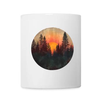 Sunset Forest Silhouette Extérieur Rétro Années 80 Vibe 3 - Mug blanc - blanc - Devant