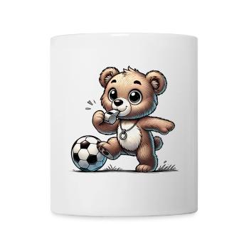 Bär & Trillerpfeife, der mit einem Fußball spielt - Tasse - Weiß - Vorne
