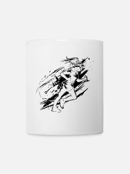 Läuferin Zeichnung - Tasse - Weiß