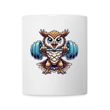 hibou poids haltérophilie fort hibou forme physique - Mug blanc - blanc - Devant