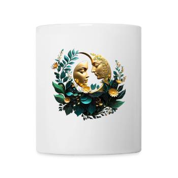 Zwei verzierte Mondsicheln - Tasse - Weiß - Vorne