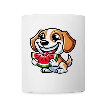 Beagle Wassermelone süßer Hund mit Melone Sommer - Tasse - Weiß - Vorne