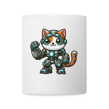 Cool Cartoon Cat Cat Robot Cyborg Mech - Mug - white - Front