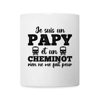 Papy cheminot humour train cadeau fête des pères - Mug blanc - blanc - Devant