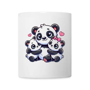 Parent panda aimant avec deux enfants mignons - Mug blanc - blanc - Devant