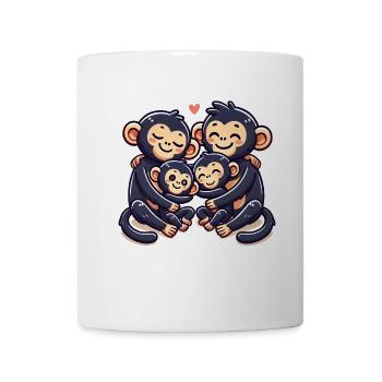 Famille de chimpanzés mère et père avec deux enfants - Mug blanc - blanc - Devant