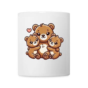 Parent ours avec deux enfants mignons - Mug blanc - blanc - Devant