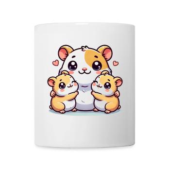 Parent hamster aimant avec deux enfants mignons - Mug blanc - blanc - Devant