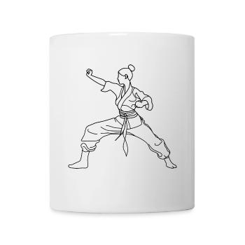 Dessin au trait de Karaté Girl - Mug blanc - blanc - Devant