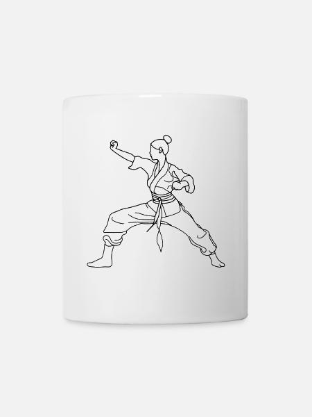 Karate Mädchen Line Art - Tasse - Weiß