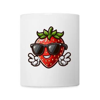 Coole Erdbeere Peace Fruchtig Sommerdesign - Tasse - Weiß - Vorne