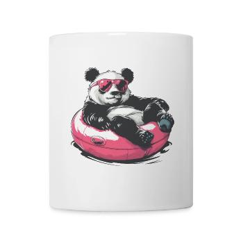 Panda mit Sonnenbrille im pinken Schwimmreifen - Tasse - Weiß - Vorne