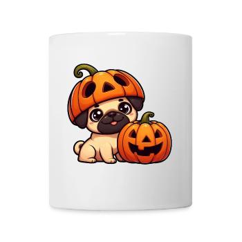 Lunatique Carlin Halloween Citrouille Chapeau Chien - Mug blanc - blanc - Devant