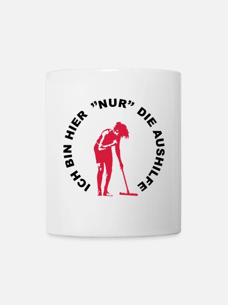Frau beim Putzen Silhouette - Tasse - Weiß