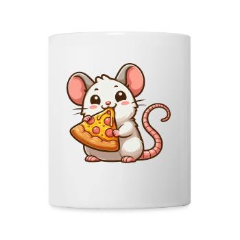 mignon souris rat pizza dessin animé illustration - Mug blanc - blanc - Devant