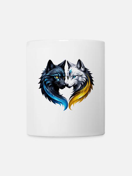 Majestic wolf heads. - Mug - white